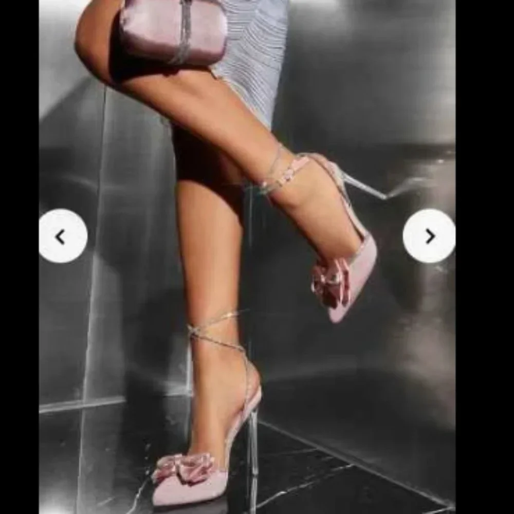 Bow and Rhinestone Detail Stiletto Heeled Strappy Heels - Picture 4 of 7